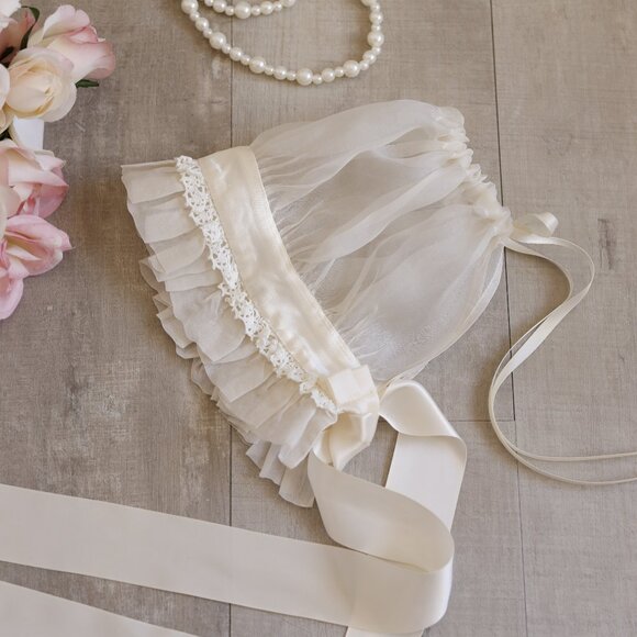 Strasburg Ivory Smocked Heirloom Gown Silk Organza Bonnet Special Occasion RARE - Picture 3 of 9